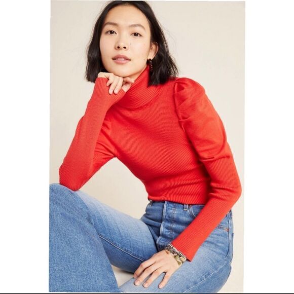 Revolve ANTHROPOLOGIE Cecilia Puff-Sleeved Turtleneck Sweater - Picture 4 of 15